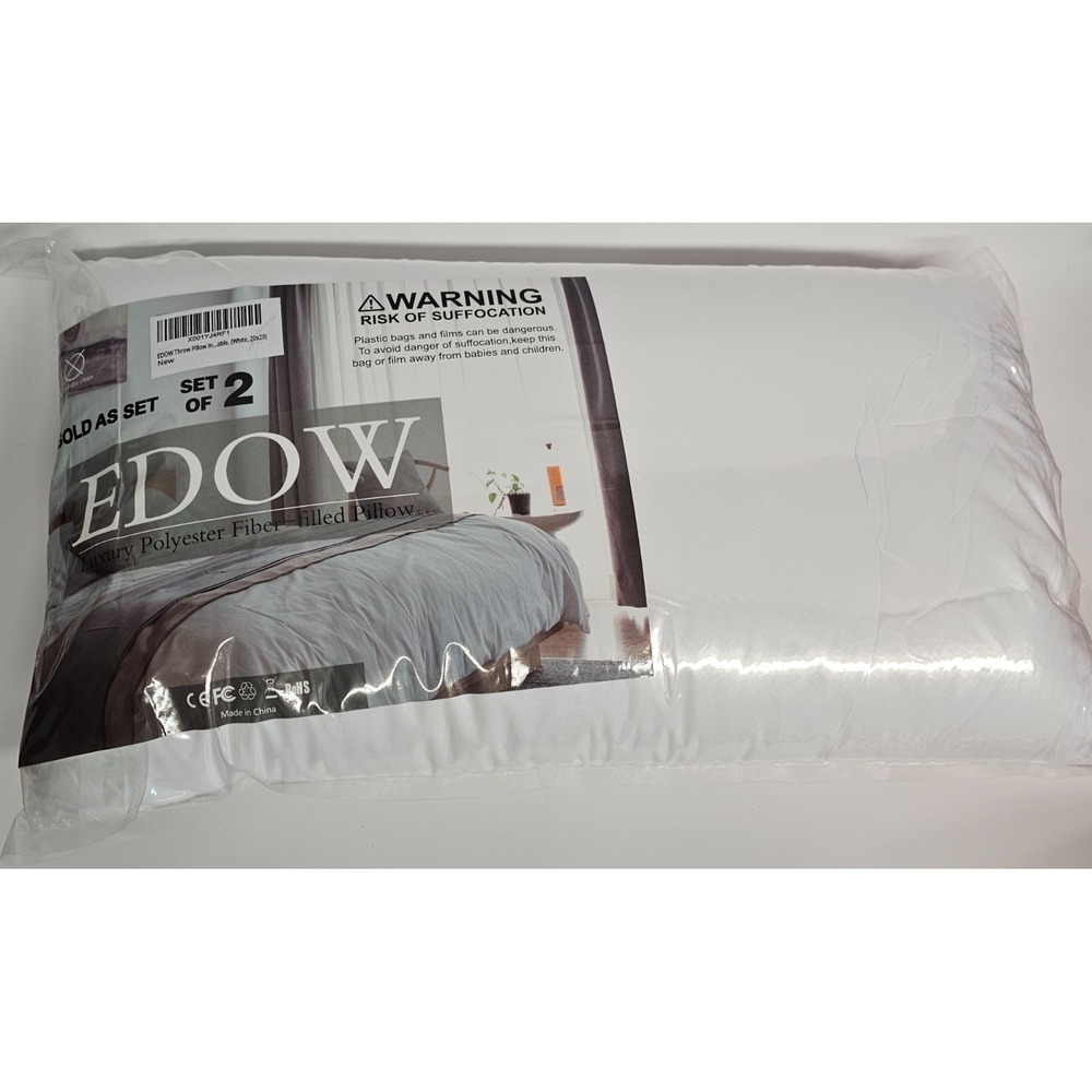 EDOW Throw Pillow Inserts, Set of 2‎ Lightweight Down Alt. Polyester Pillows